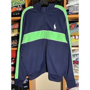 Vintage Polo Ralph Lauren Full Zip Big Pony Striped Track Jacket